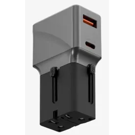 Сетевое зарядное устройство EnergEA TravelWorld Adapter 25, 1USB-C/1USB-A, 25W, Gunmetal, металлический